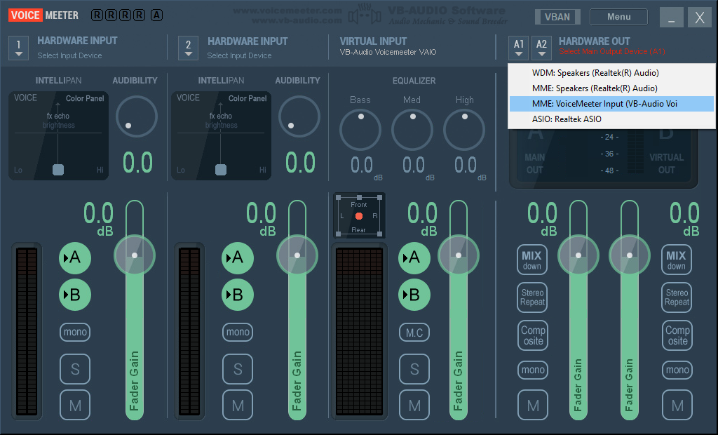 MME: VoiceMeeter Input listed as hardware output